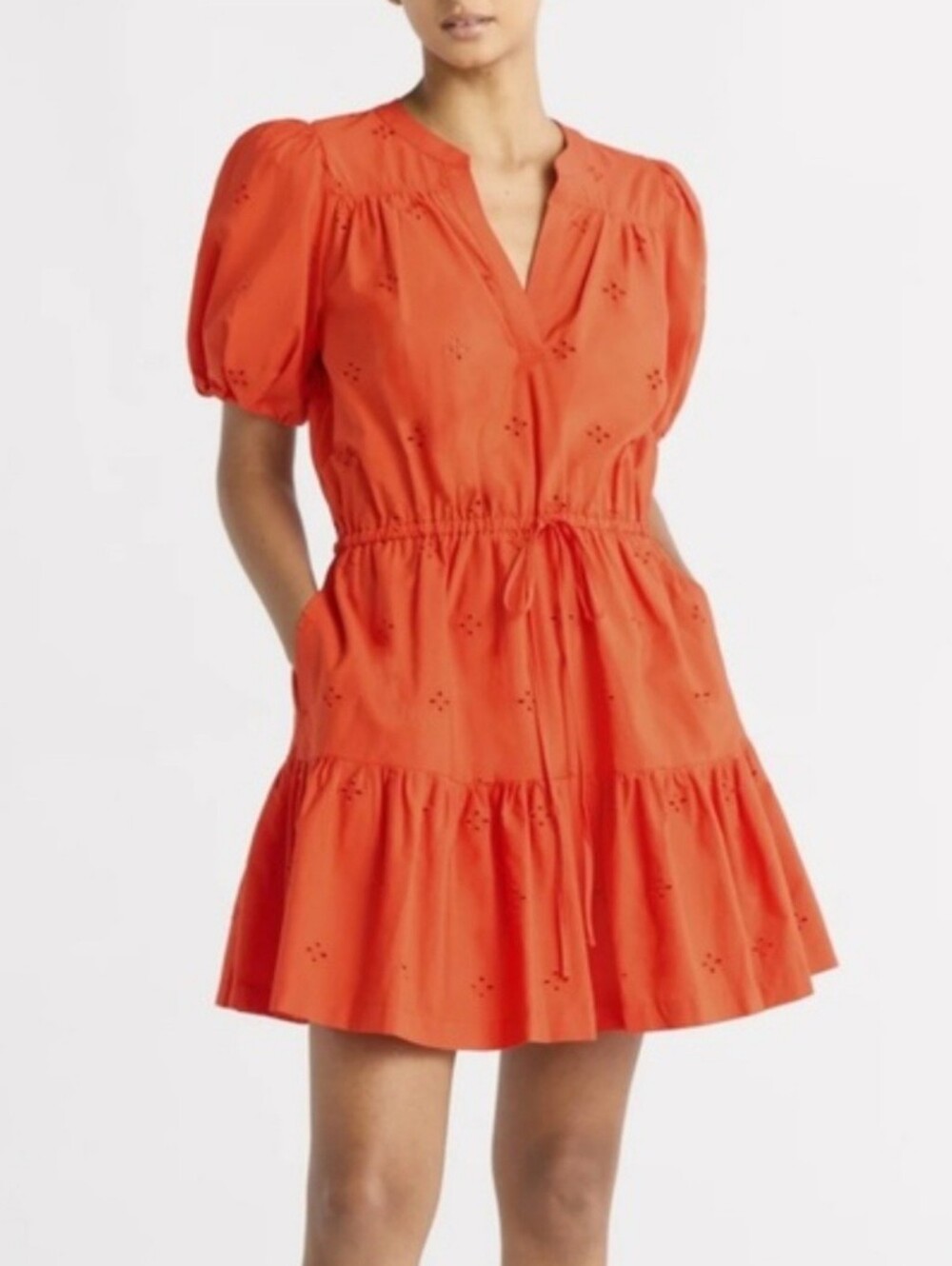 FREE ASSEMBLY Orange Cotton Eylet Dress Sz M